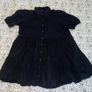 Puff sleeve button down dress